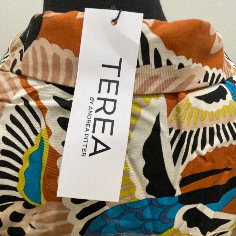 TEREA BY ANDREA PITTER Womens Long Sleeve Maxi Dress Adobe Crane Print XXL - Picture 6 of 9